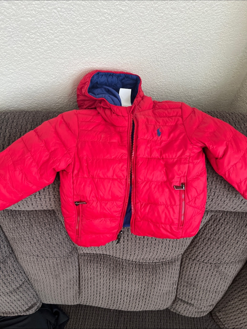 Ralph Lauren Kids Red Quilted Puffer Jacket with Hood